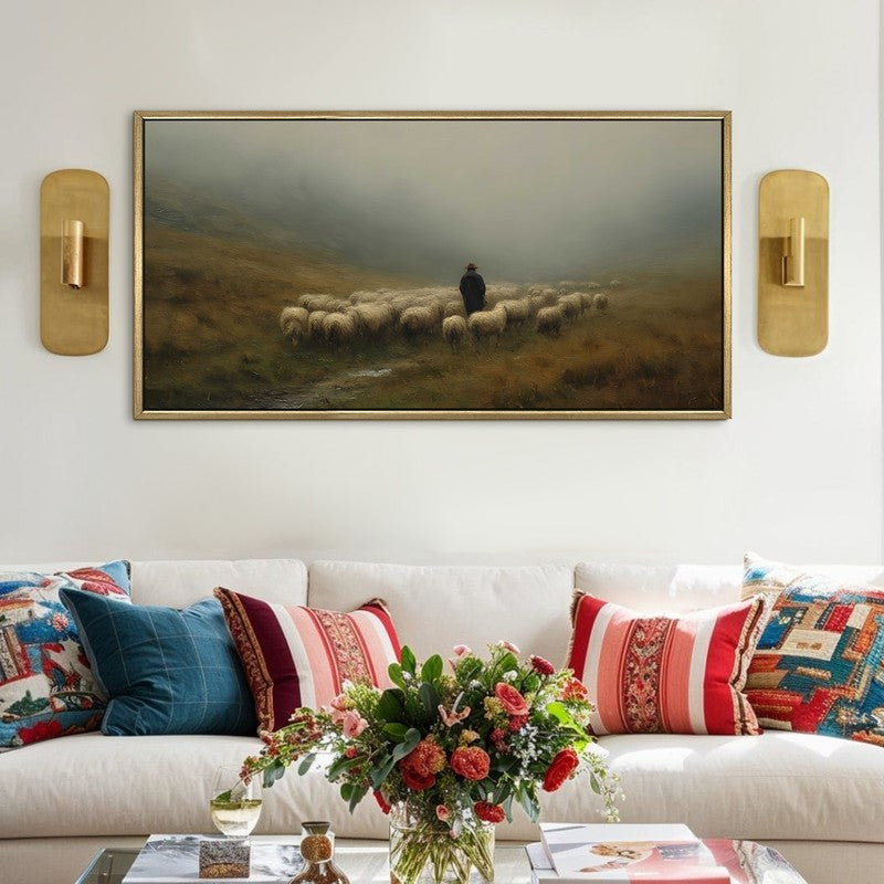 Highland Pasture Canvas Wall Painting With Frame