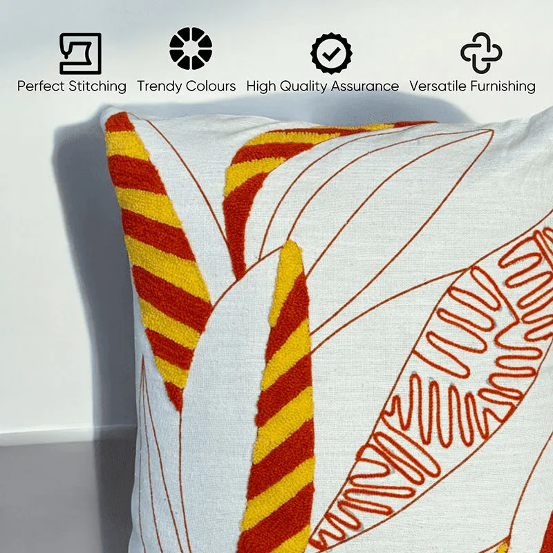 Winter Flames Tufted Cushion Cover (White & Red) - Set Of Five media 3