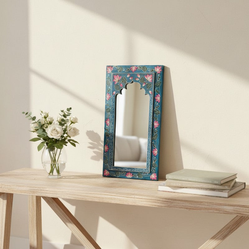 Decorative Wooden Wall Mirror -Blue media 3