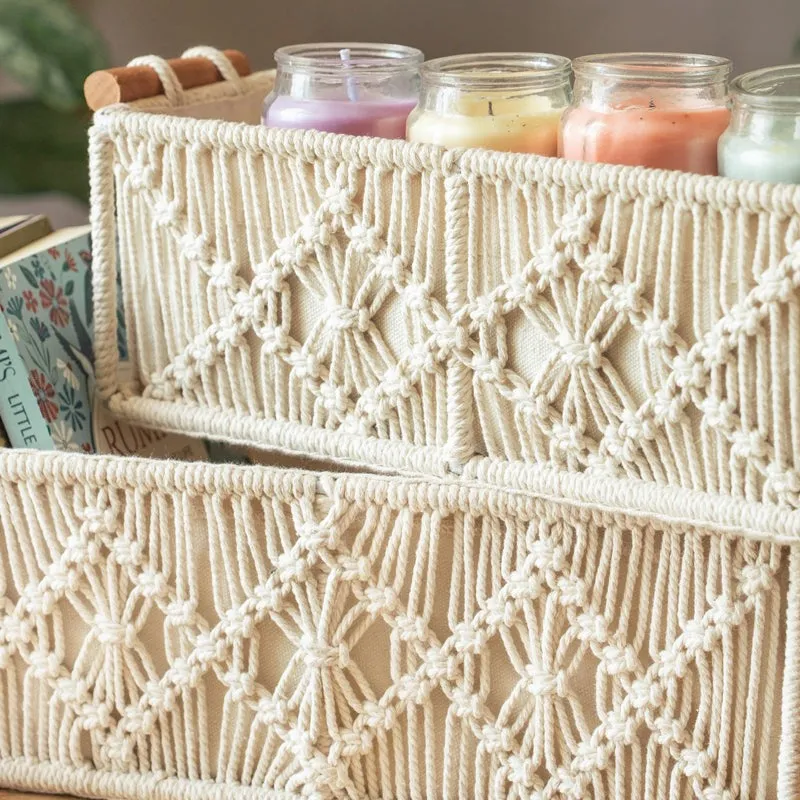 Hushka Macrame (Metal,Cotton) Storage Basket - Set of Two media 6
