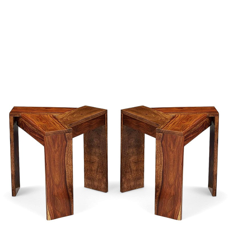 Hverox Sheesham Wooden Side & Bedside Table (Brown) - Set Of Two media 4