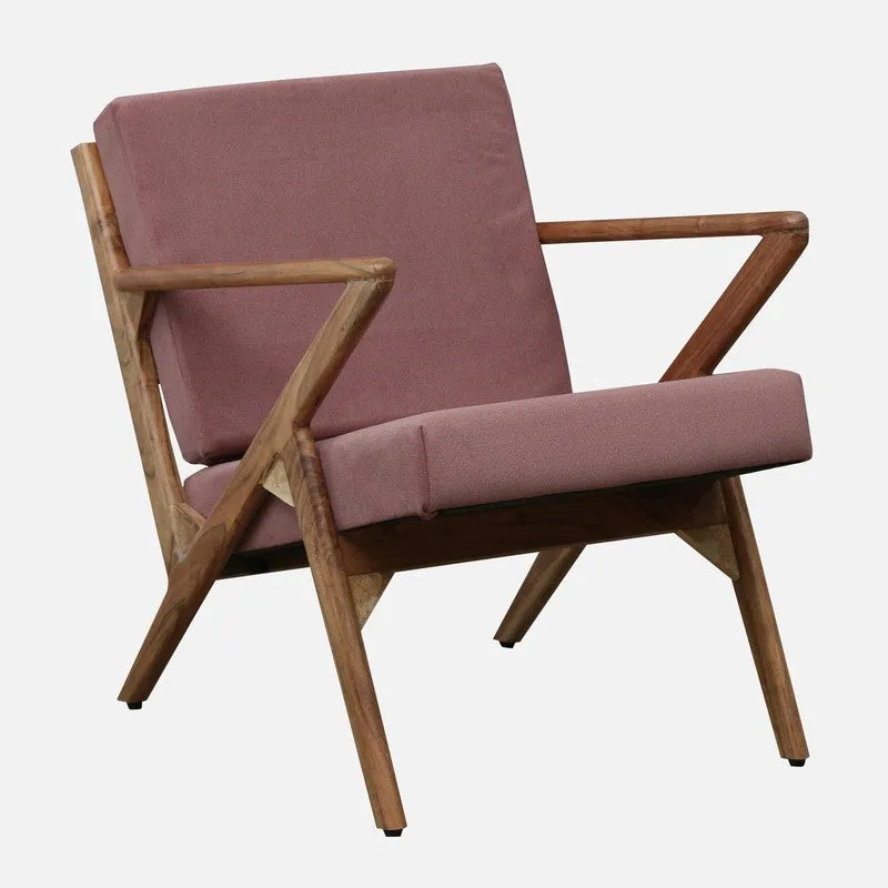 Metrona Acacia Wood Accent Chair - Pink media 3