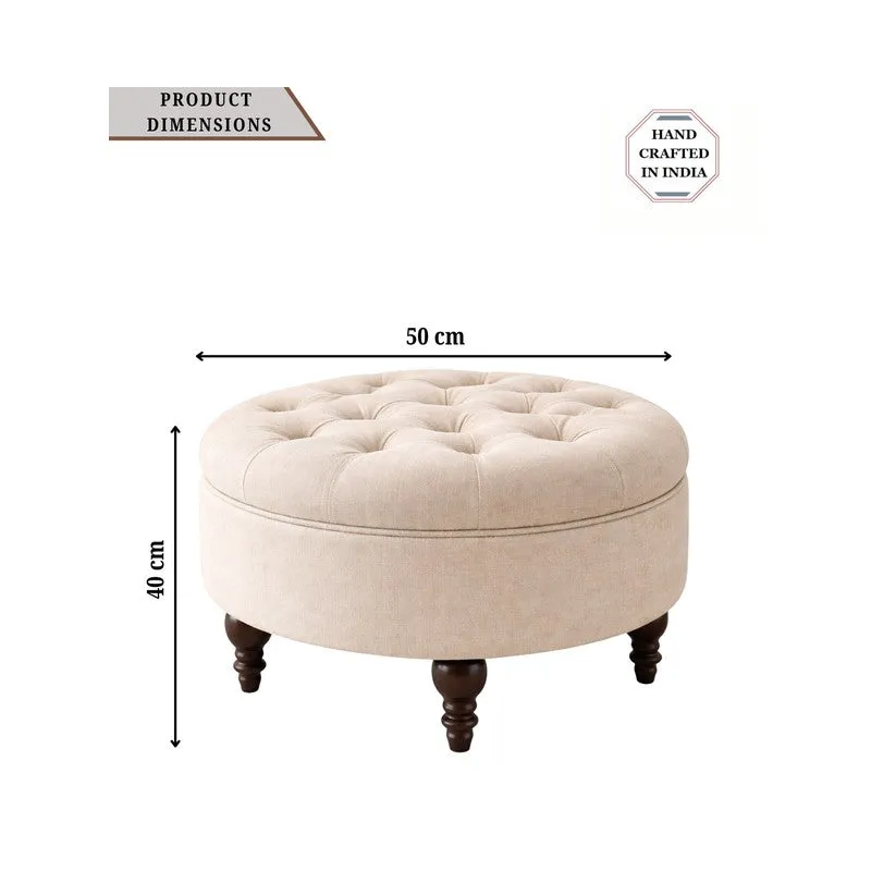 SereneSeat Teak Wood Ottomans & Pouffe - Beige media 7