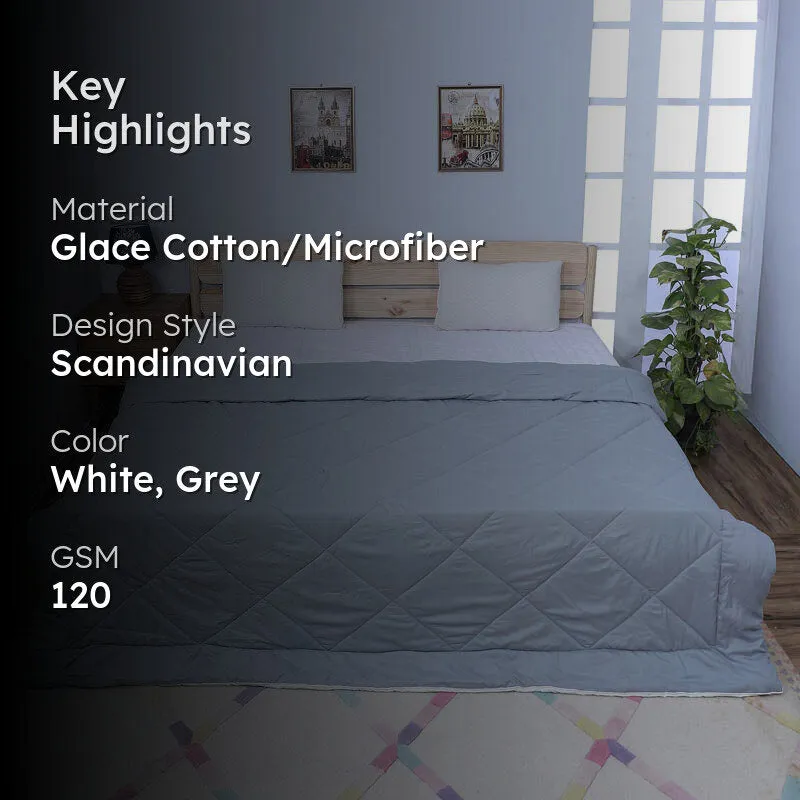 Adova Reversible Microfiber Comforter (Grey & White) - 120 GSM media 2