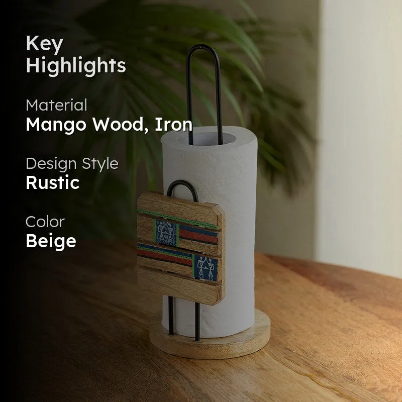 Nerthus Mango Wood & Iron Tissue Holder media 2