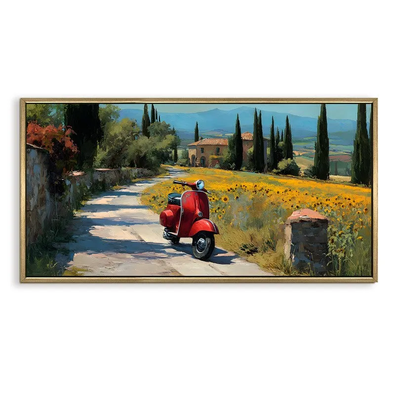 Golden Vespa Canvas Wall Painting With Frame media 3