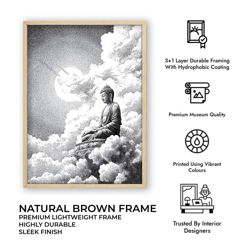 Buddha In Clouded Serenity II Wall Painting With Brown Frame media 9