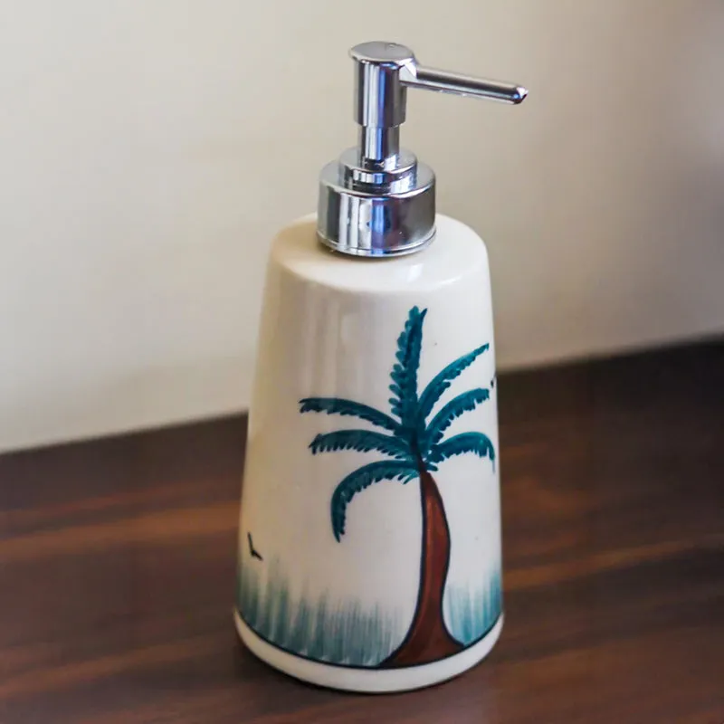Amerigo Palm Ceramic Soap Dispenser media 1