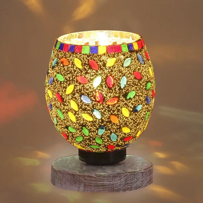 Raynora Mosaic Glass Table Lamp With Wooden Base - Multicolor media 7