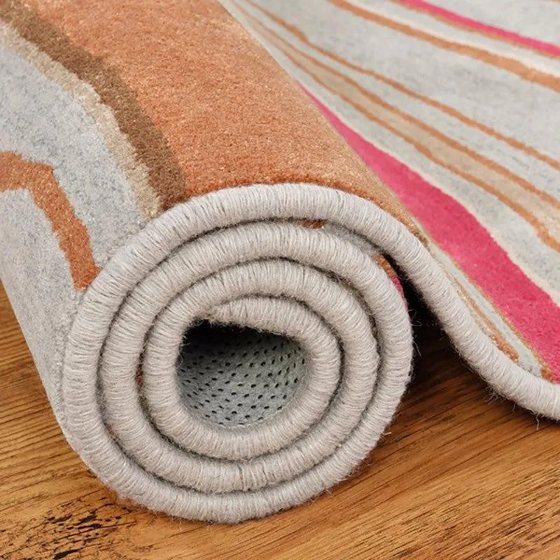 Thoth Hand Tufted Abstract Wool & Nylon Carpet - Brown & Red media 6