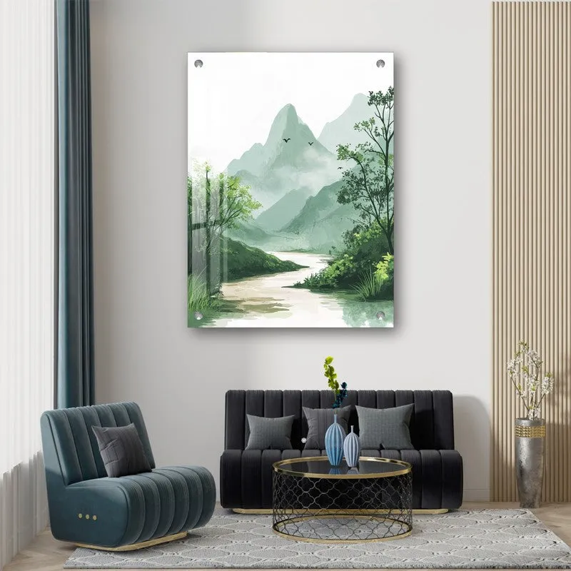 Zen Forest Green Japanese Acrylic Wall Art media 6