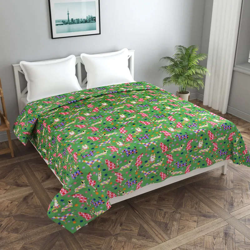 Warm Paws Flannel Duvet Cover (Green) - 190 GSM media 1