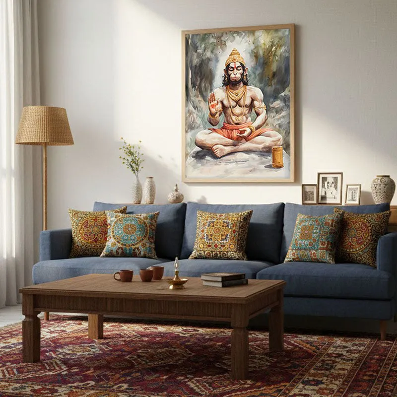 Anjaneya's Tapas Spiritual Archival Paper Wall Painting - Natural Brown Frame media 4