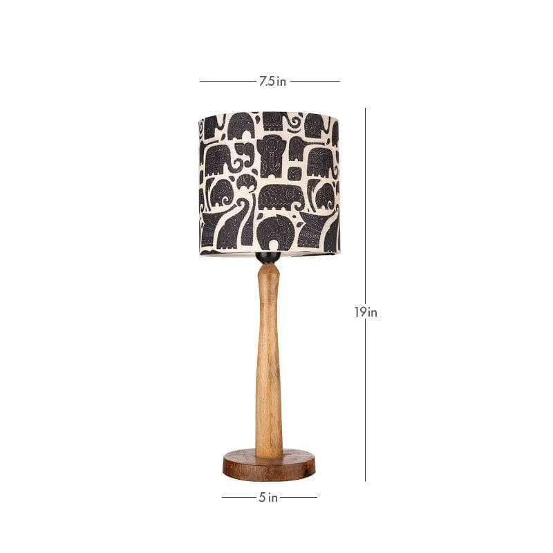 Zoo Glow Classy Wooden Stand Fabric Table Lamp - White,Black,Brown media 5
