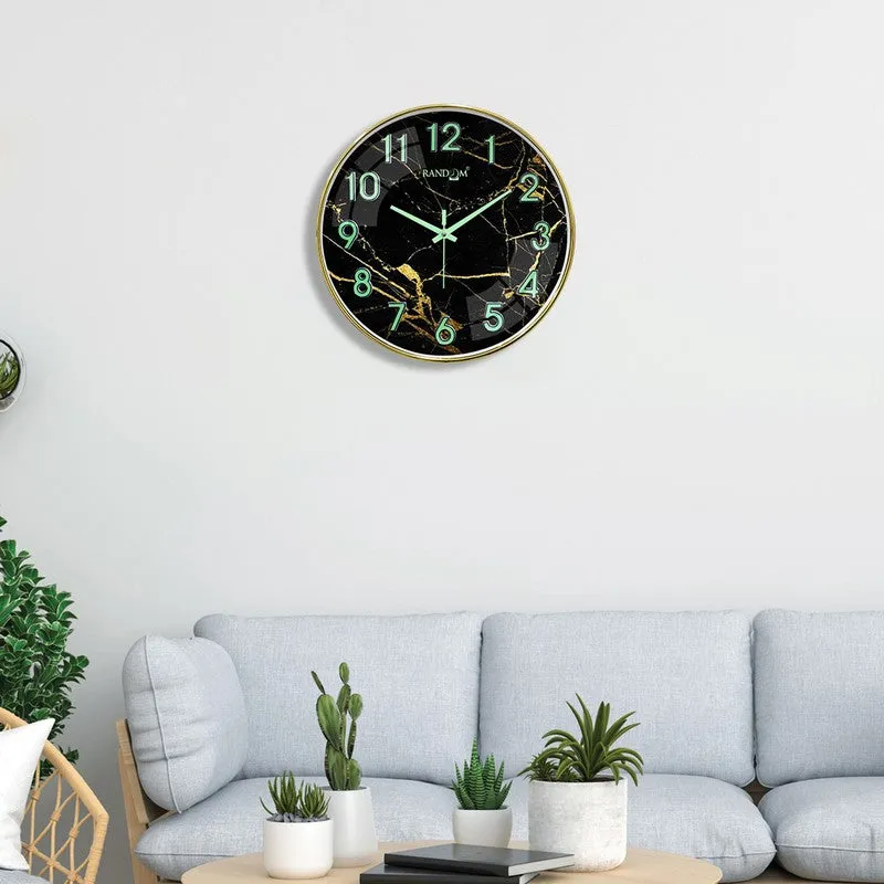 Marvello Round Modern Plastic Wall Clock - Black media 1