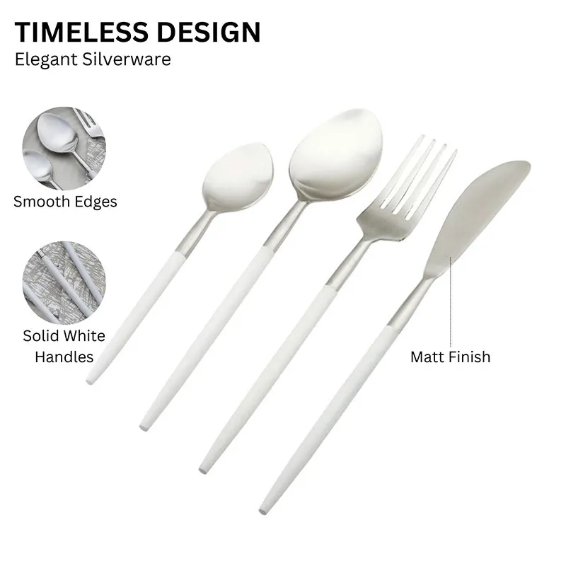 Stirling Cutlery Set (Silver & White) - Four Piece Set media 6
