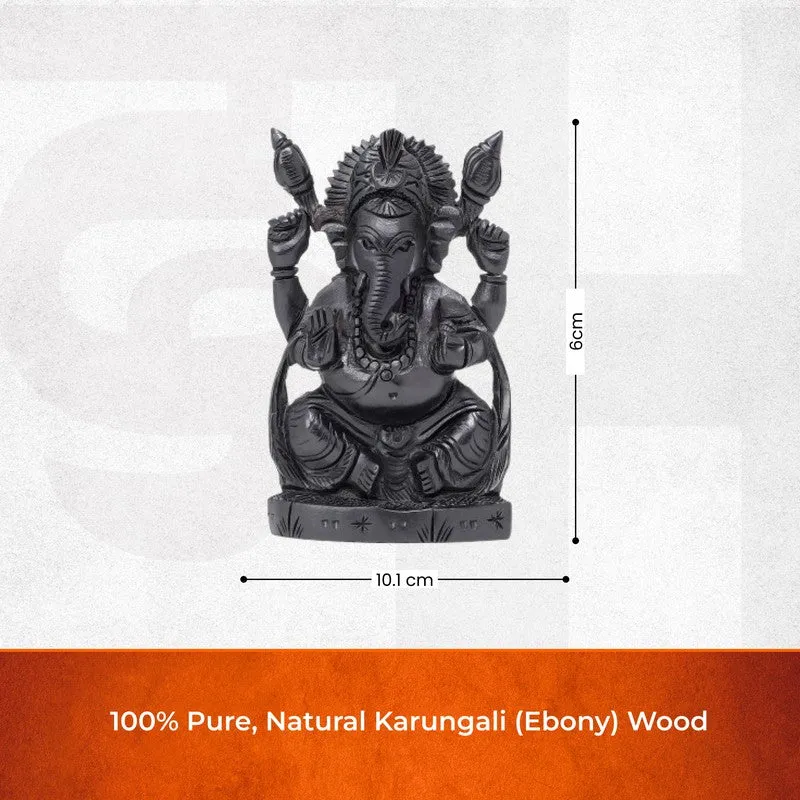Peaceful Ganesha Ebony Wood Idol media 10