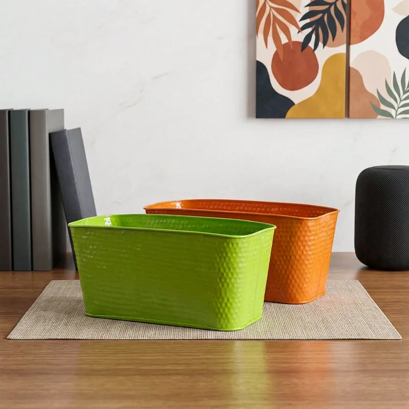 Grow Greens Planter (Green & Orange) - Set Of Two media 1