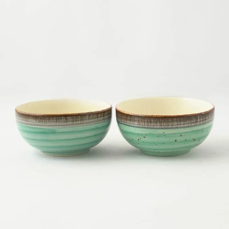 Swirl Ceramic Bowl (Green) - Set Of Two media 5