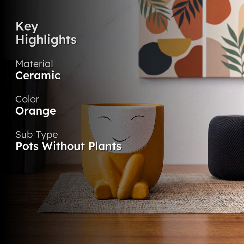 Visage Ceramic Planter - Orange media 2