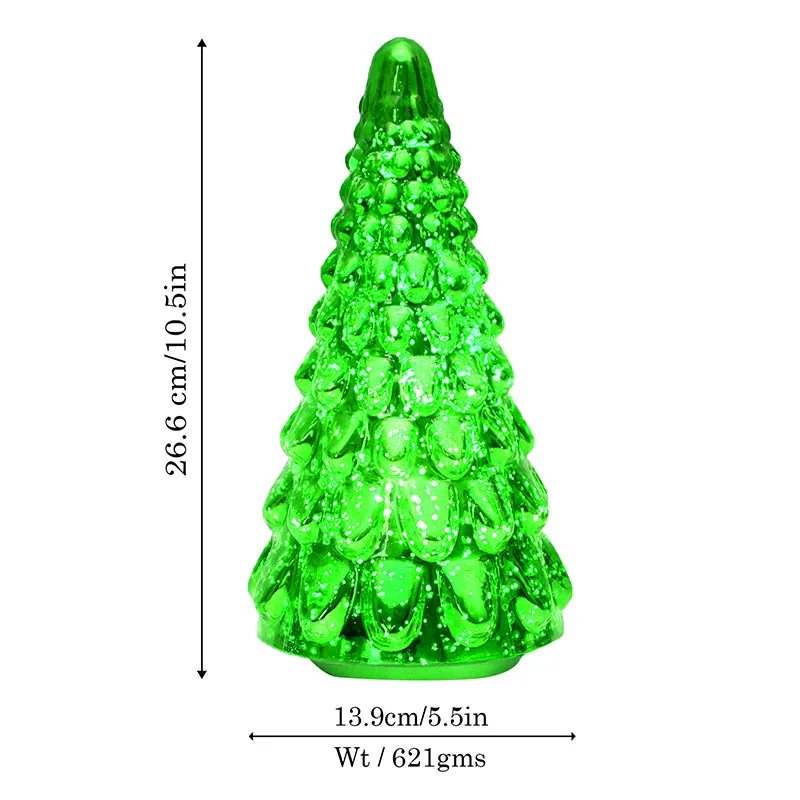 Vibrant Pine Xmas Tree Glass Table Lamp - Green media 6