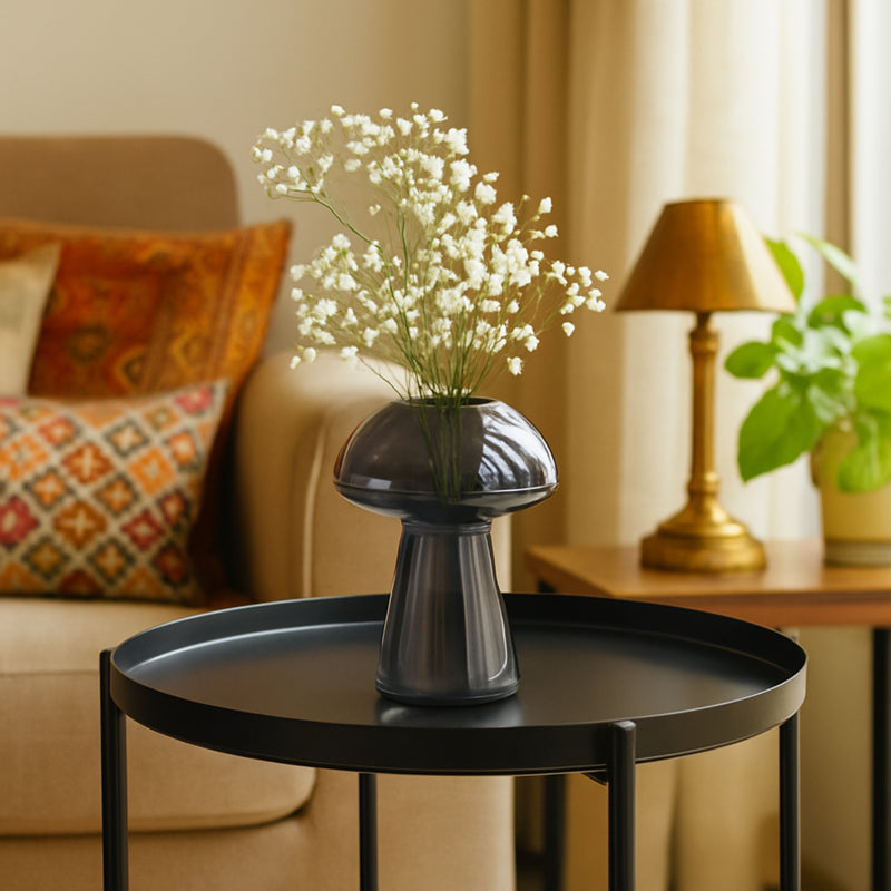 Shrooms Glass Vase - Black media 6