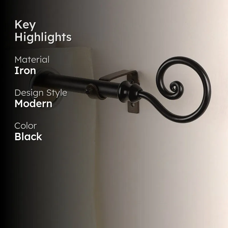 Glissara Extendable 1" Single Curtain Rods With Round Finial & Brackets (Black) media 2
