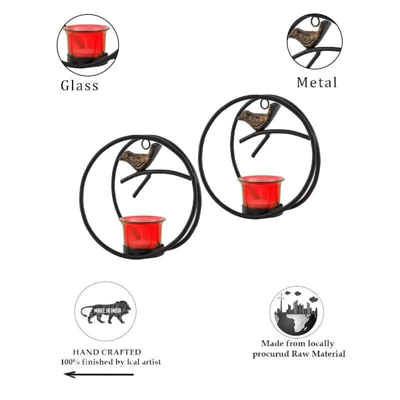 Bird Ring Candle Holder (Red) - Set Of Two media 5