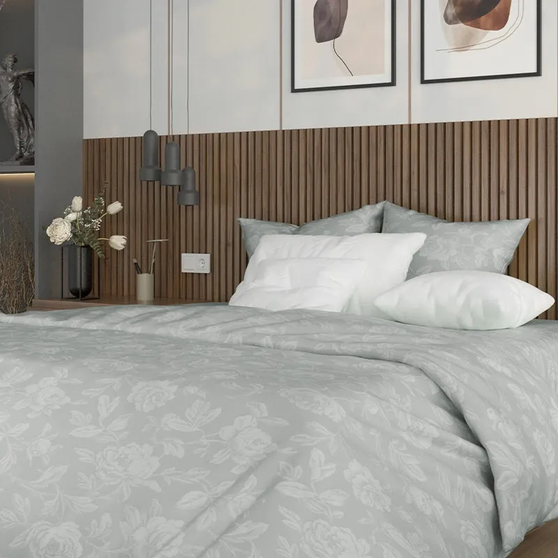 Blooming Rose Jacquard Cotton Bedsheet (Light Grey) - 300 TC media 4