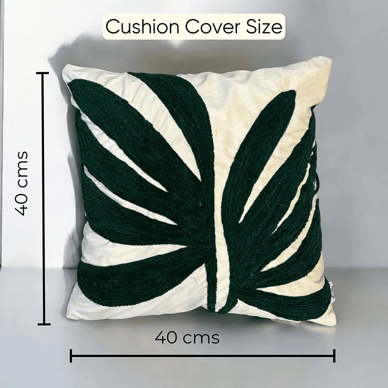 Monochrome Fronds Tufted Cushion Cover - Black & White media 6