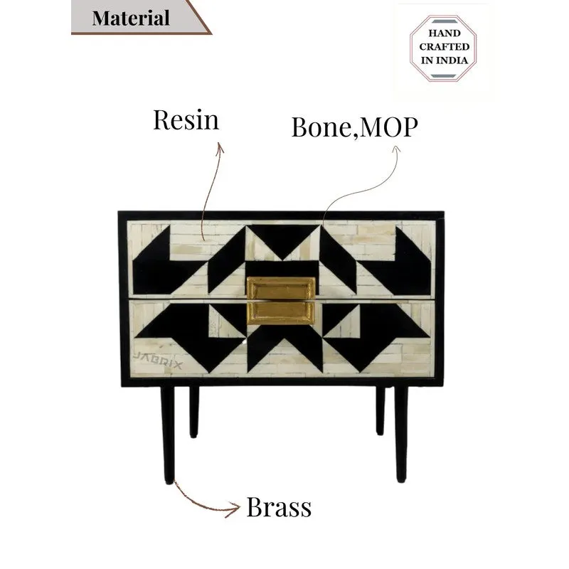 Sleek Modern Black Bone Inlay Bedside Table media 8