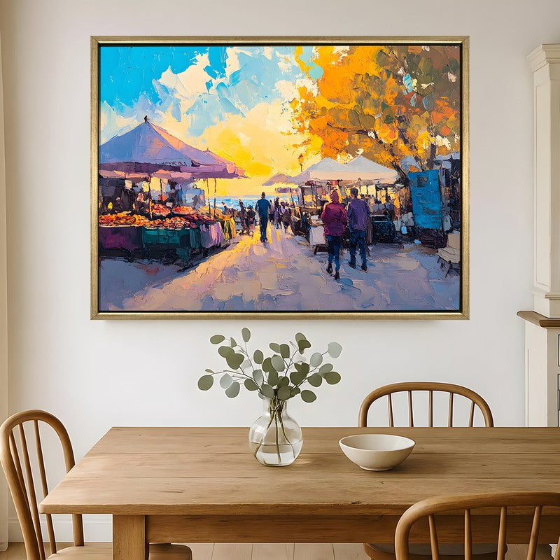 Summer Walk Canvas Wall Painting With Frame