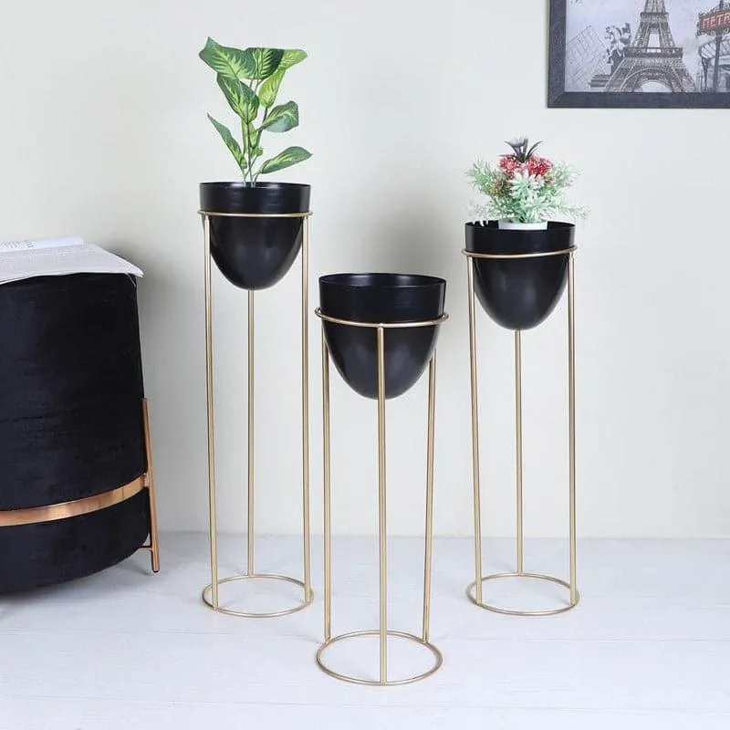 Kiromia Floor Planter (Black) - Set Of Three media 1