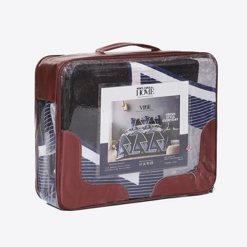 Bedsheet set packed in a transparent zip storage bag