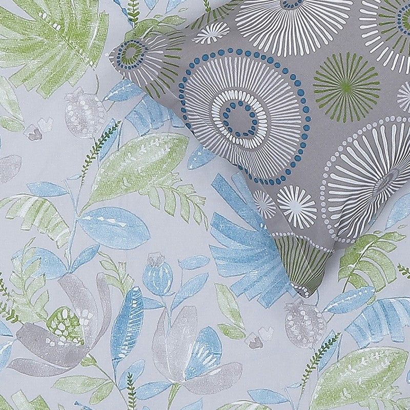 Monte Carlo Floral Dream Cotton Bedsheet(Blue,Grey) - 104 TC media 6