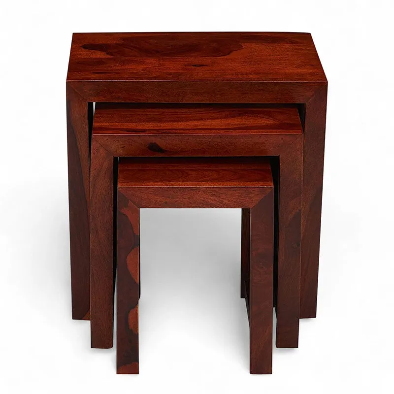 Sverox Sheesham Wooden Side & Bedside Table (Deep Brown) - Set Of Three media 7
