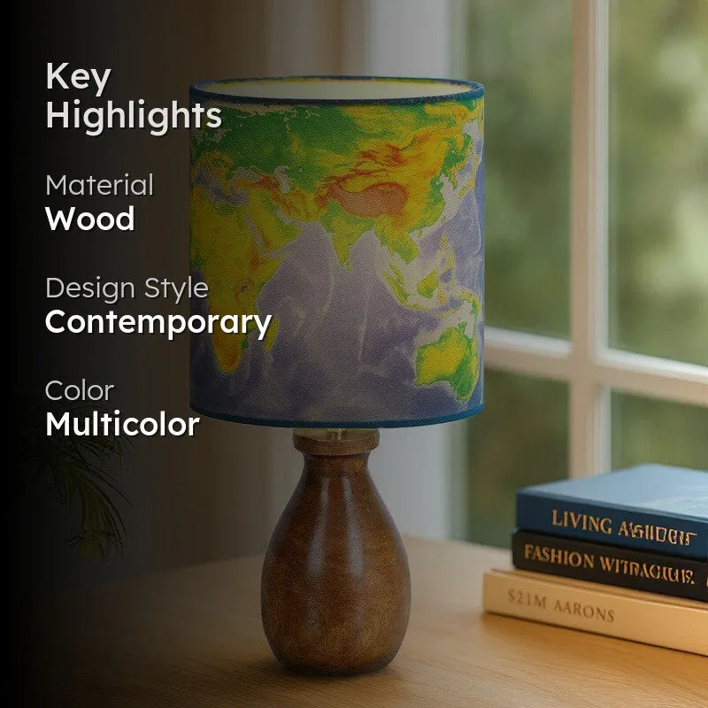 GlowCraft Modern Desk Wooden Table Lamp - Multicolor media 2