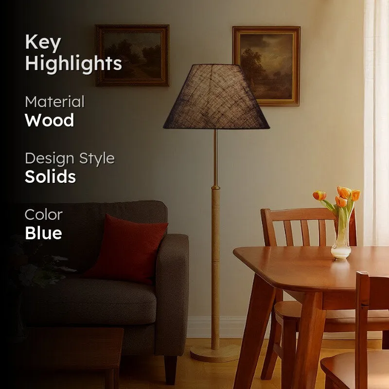Earth Tone Wooden Floor Lamp - Blue media 2