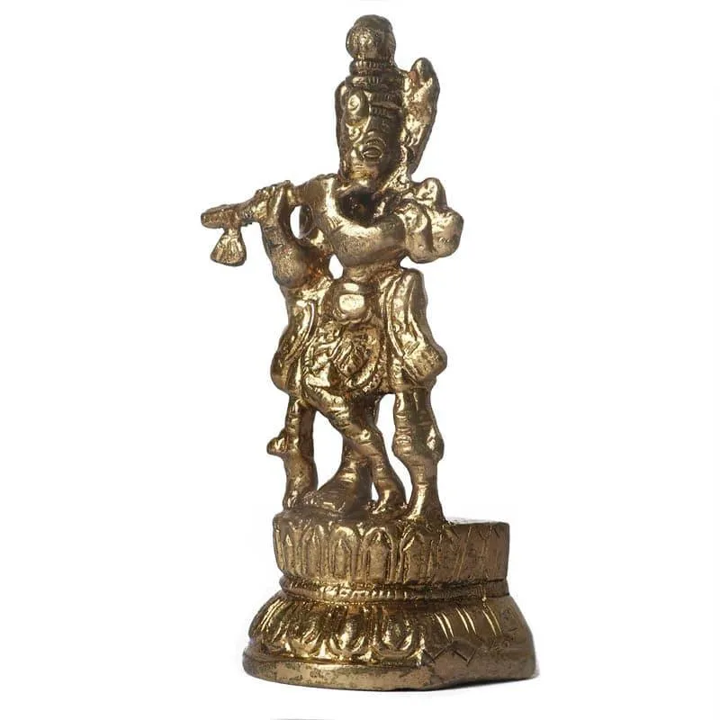 Krishna With Flute Brass Idol media 3