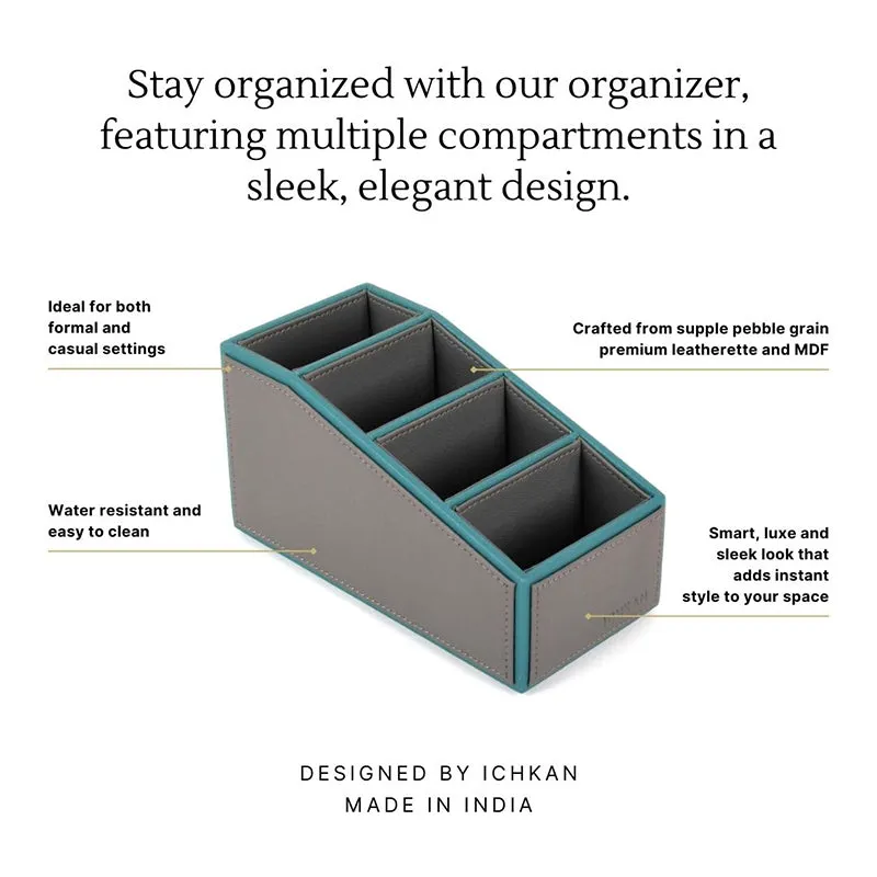 Tisca Slant Faux Leather Desk Organizer - Grey media 3