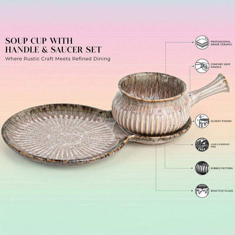 Dineva Ceramic Serving Platter (Beige & Ivory) -  Two Piece Set media 5