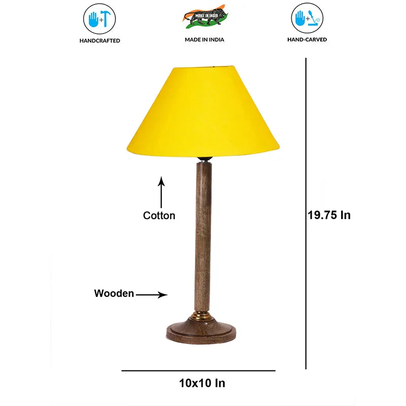 Glow Mesa Table Lamp With Wooden Base - Yellow,Brown media 4