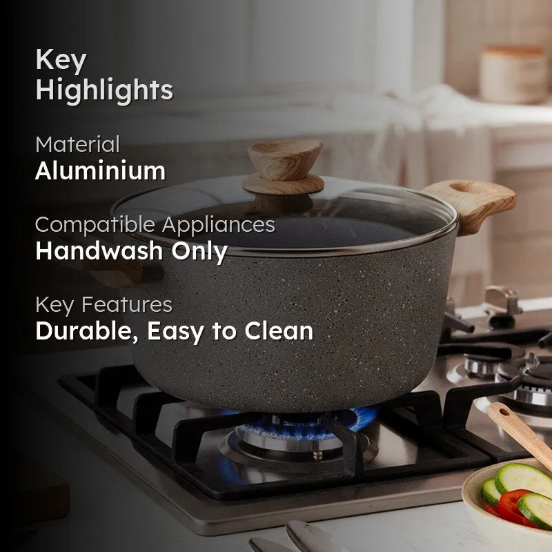 Bergner Ever Glide Induction Safe Non-Stick Cooking Pot With Lid - 4500 mL/24 cm media 2
