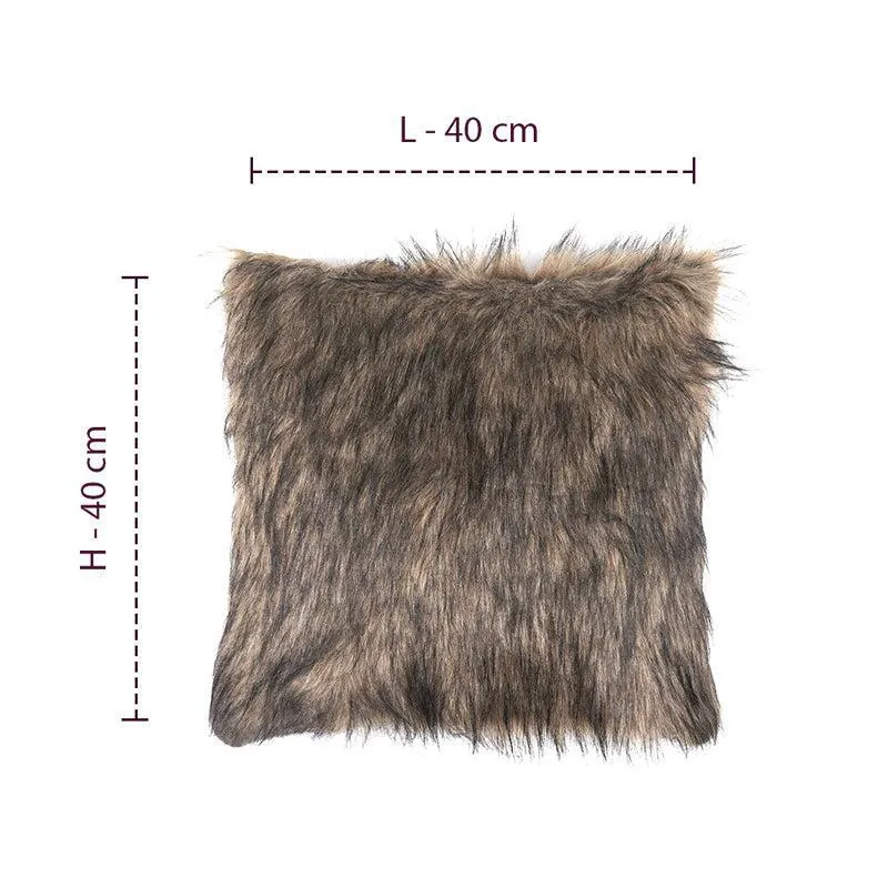 Velvuro Faux Fur Solid Cushion Cover (Dark Grey) - Set Of Two media 8