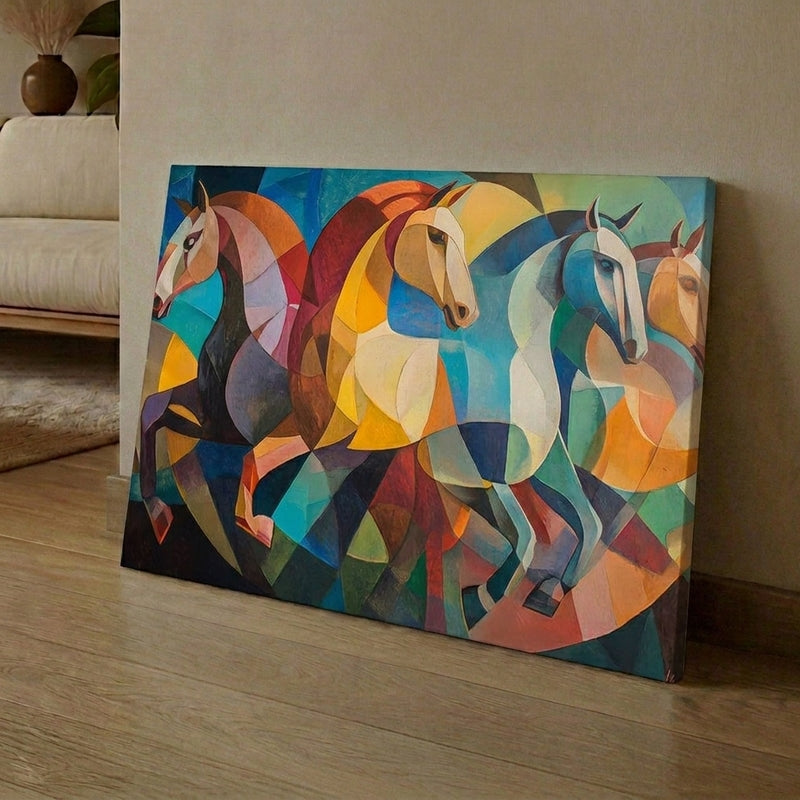 Cubist Stallions Canvas Wall Art