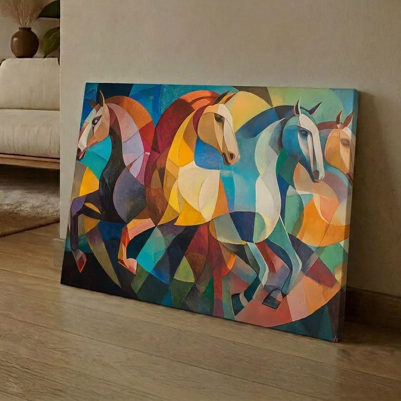 Cubist Stallions Canvas Wall Art media 1