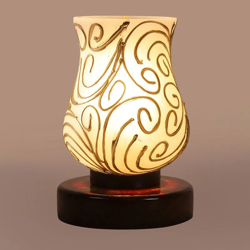 Prismira Mosaic Glass Table Lamp With Wooden Base - White media 7