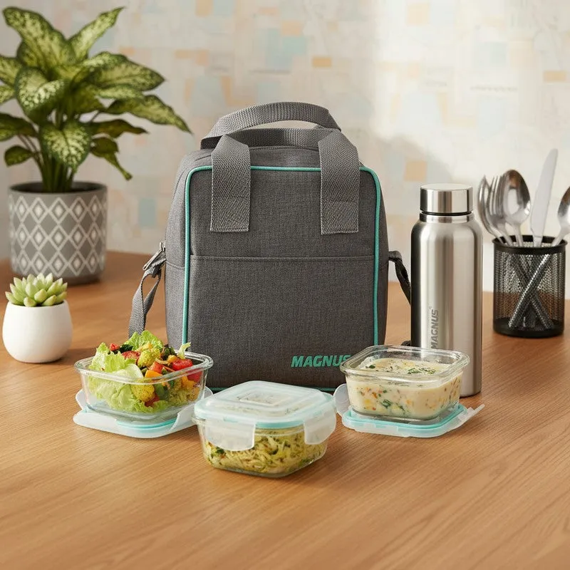 Fynox Lunch Box with Bottle & Lunch Bag - Five Piece Set media 1