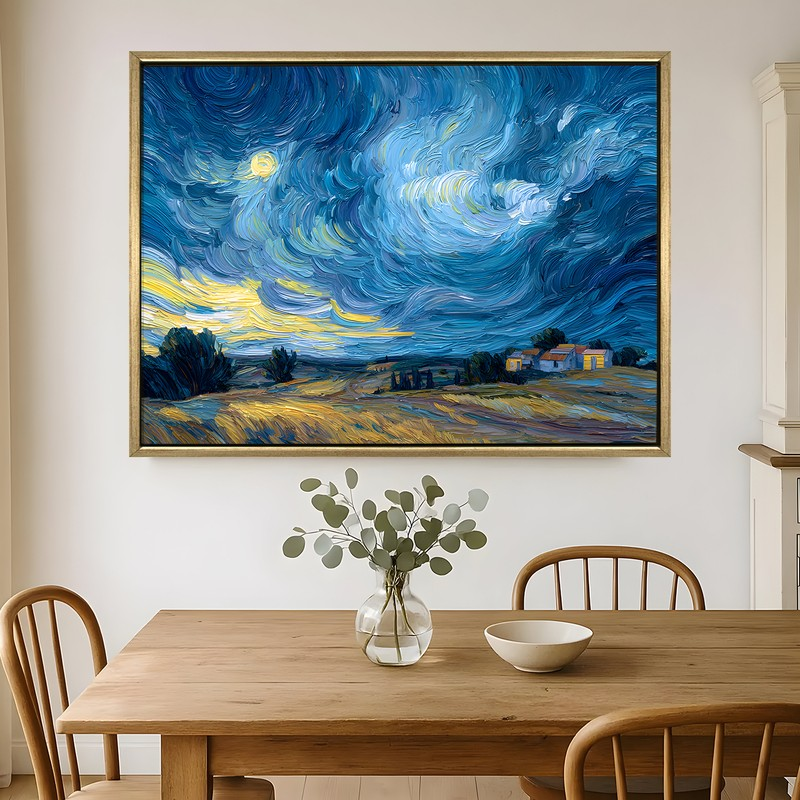 Azure Tempest Canvas Wall Painting With Frame