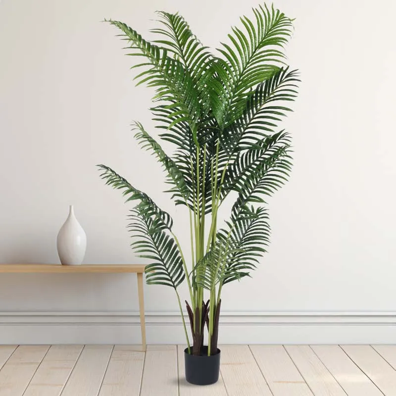 Faux Lush Areca Plam Plant With Black Plastic Pot - 5.2 Feet media 3
